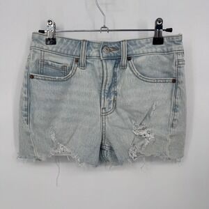 Old Navy Women's Size 0 Light OG Straight High Rise Denim Jean Shorts Distressed